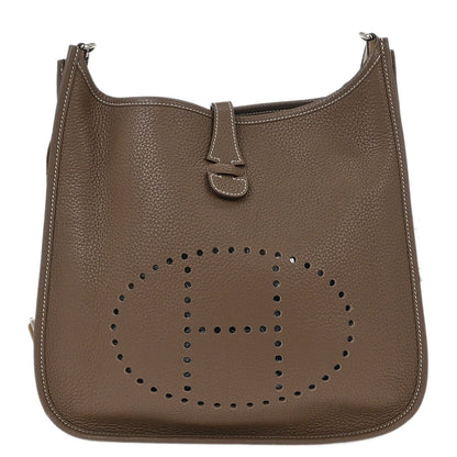 Hermes Etoupe Taurillon Clemence Evelyne 3 29 PM Shoulder Bag