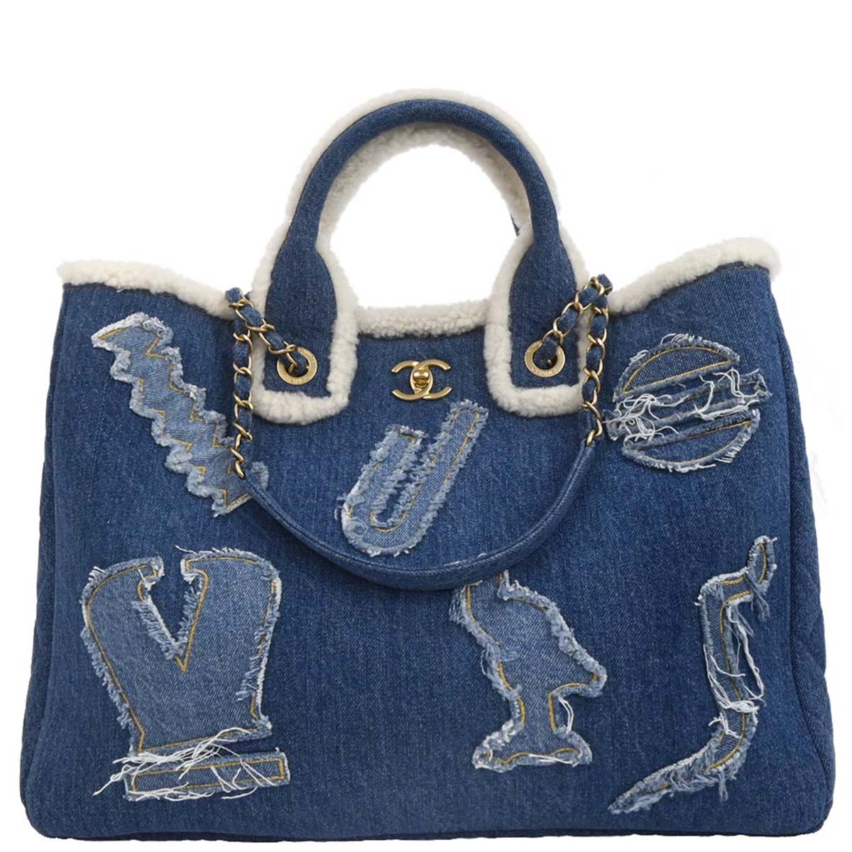 Chanel 2019 Blue Denim Medium Deauville 2way Shoulder Tote Bag