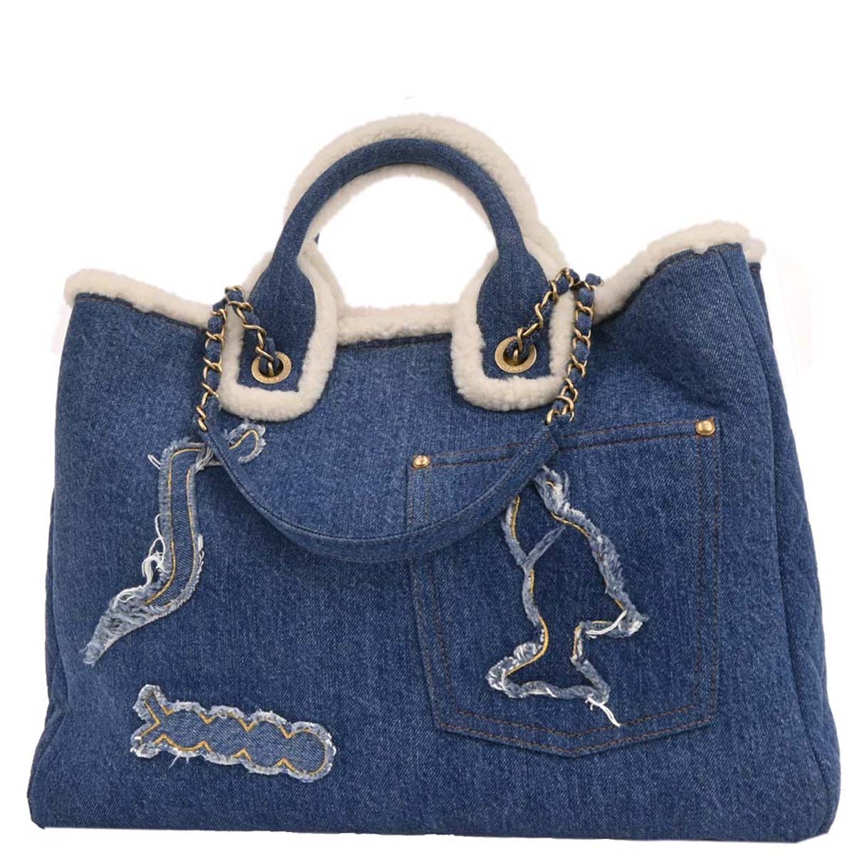 Chanel 2019 Blue Denim Medium Deauville 2way Shoulder Tote Bag