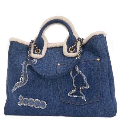 Chanel 2019 Blue Denim Medium Deauville 2way Shoulder Tote Bag
