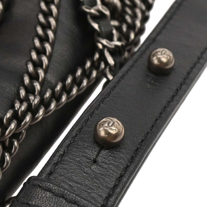 Boy Reverso Chanel 2013-2014 Black Lambskin Medium Shoulder Bag