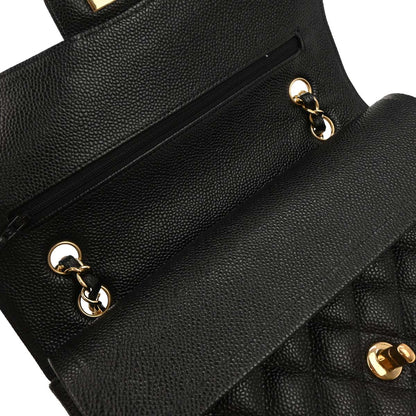 Chanel 2017 Black Caviar Medium Classic Double Flap Shoulder Bag