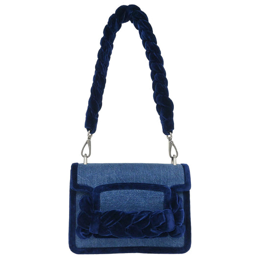 Miu Miu Blue Denim Velvet Shoulder Bag