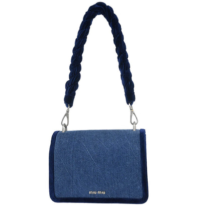Miu Miu Blue Denim Velvet Shoulder Bag