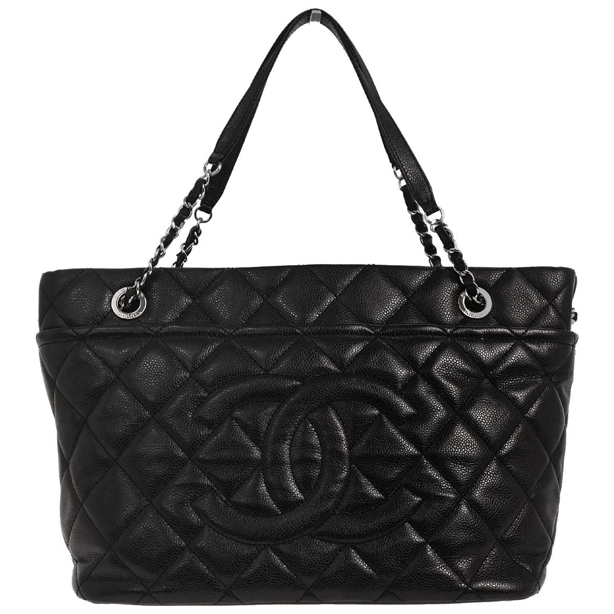 Chanel 2012-2013 Black Caviar Tote Chain Handbag