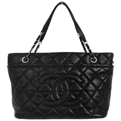 Chanel 2012-2013 Black Caviar Tote Chain Handbag