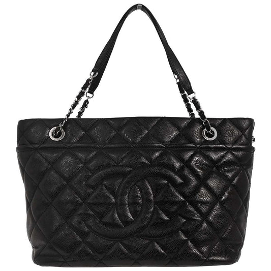 Chanel 2012-2013 Black Caviar Tote Chain Handbag