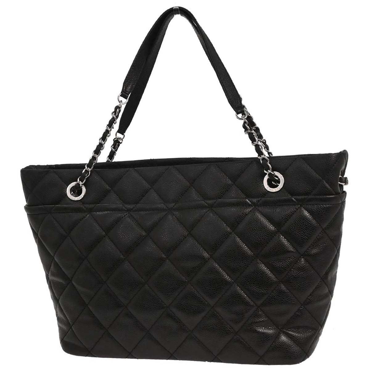 Chanel 2012-2013 Black Caviar Tote Chain Handbag