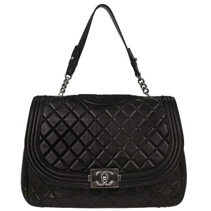 Chanel 2012 Black Lambskin Antik Boy Flap Handbag