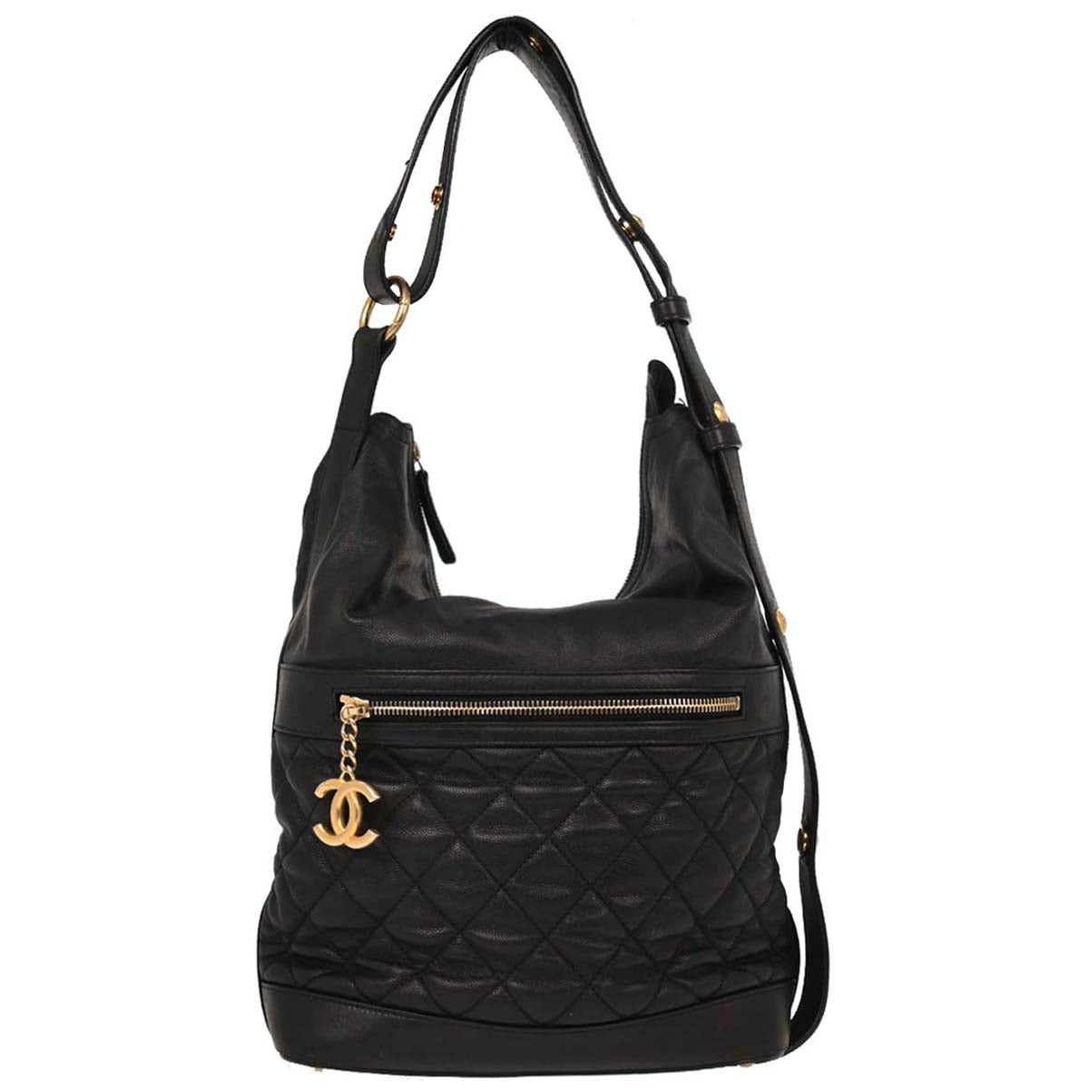Chanel 2018-2019 Black Caviar Hobo Handbag