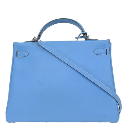 Hermes Blue Aztec Epsom Kelly 35 Retourne 2way Shoulder Handbag