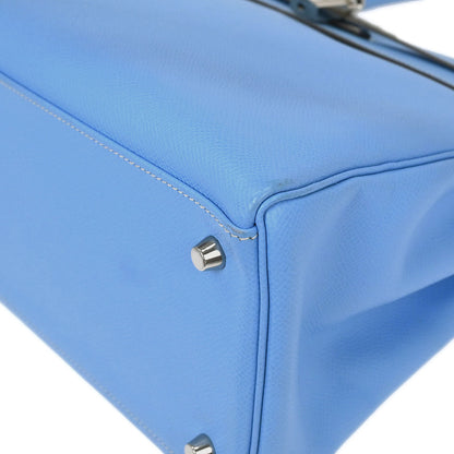 Hermes Blue Aztec Epsom Kelly 35 Retourne 2way Shoulder Handbag