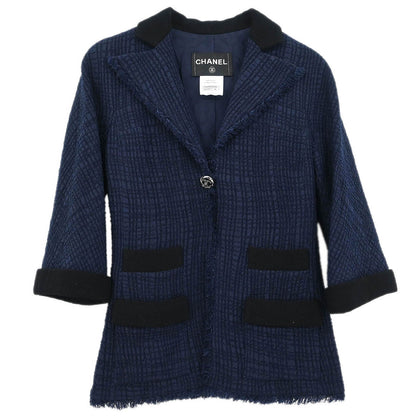 Chanel Single Breasted Jacket Navy #34