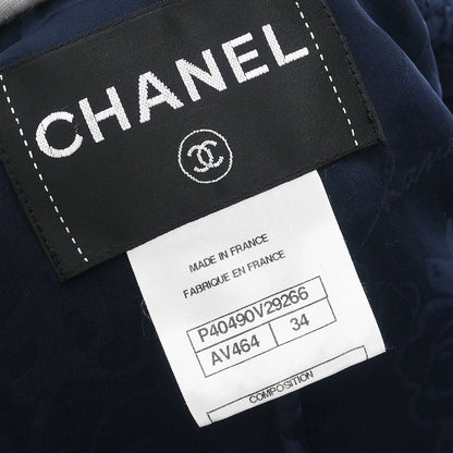 Chanel Single Breasted Jacket Navy #34