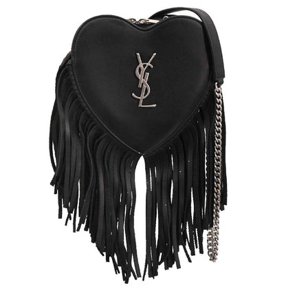 Saint Laurent Black Love Fringe Shoulder Bag