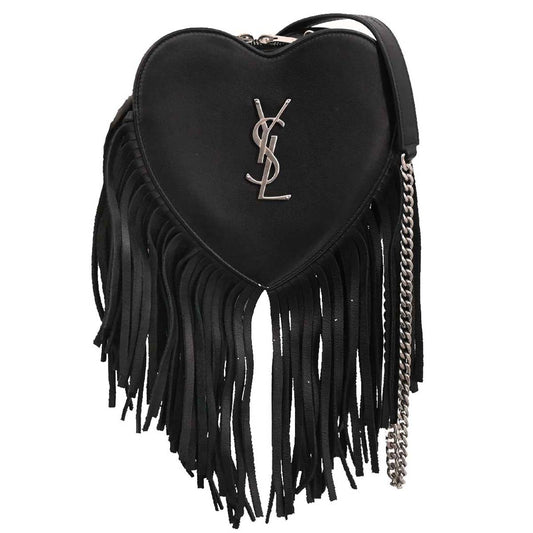 Saint Laurent Black Love Fringe Shoulder Bag