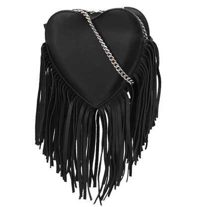 Saint Laurent Black Love Fringe Shoulder Bag
