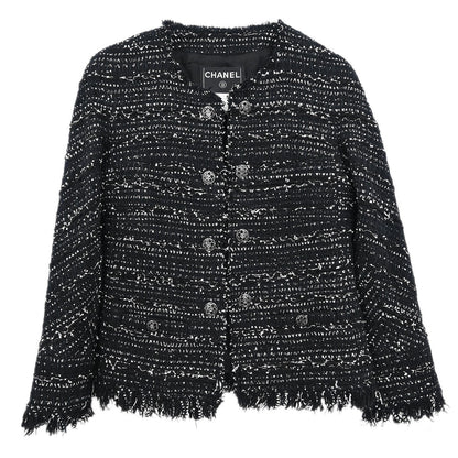 Chanel Single Breasted Collarless Jacket Black #34