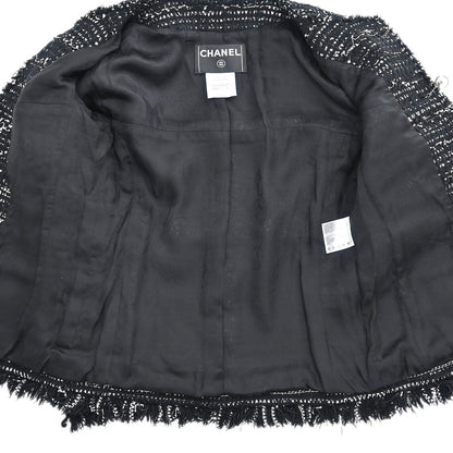 Chanel Single Breasted Collarless Jacket Black #34