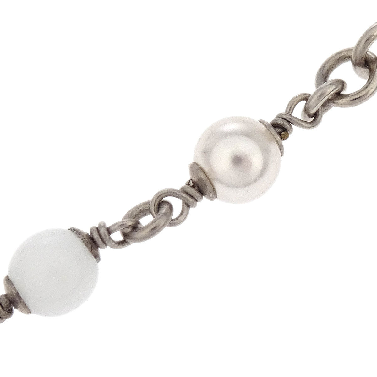 Chanel CC Chain Bracelet Silver Costume Pearl C19C