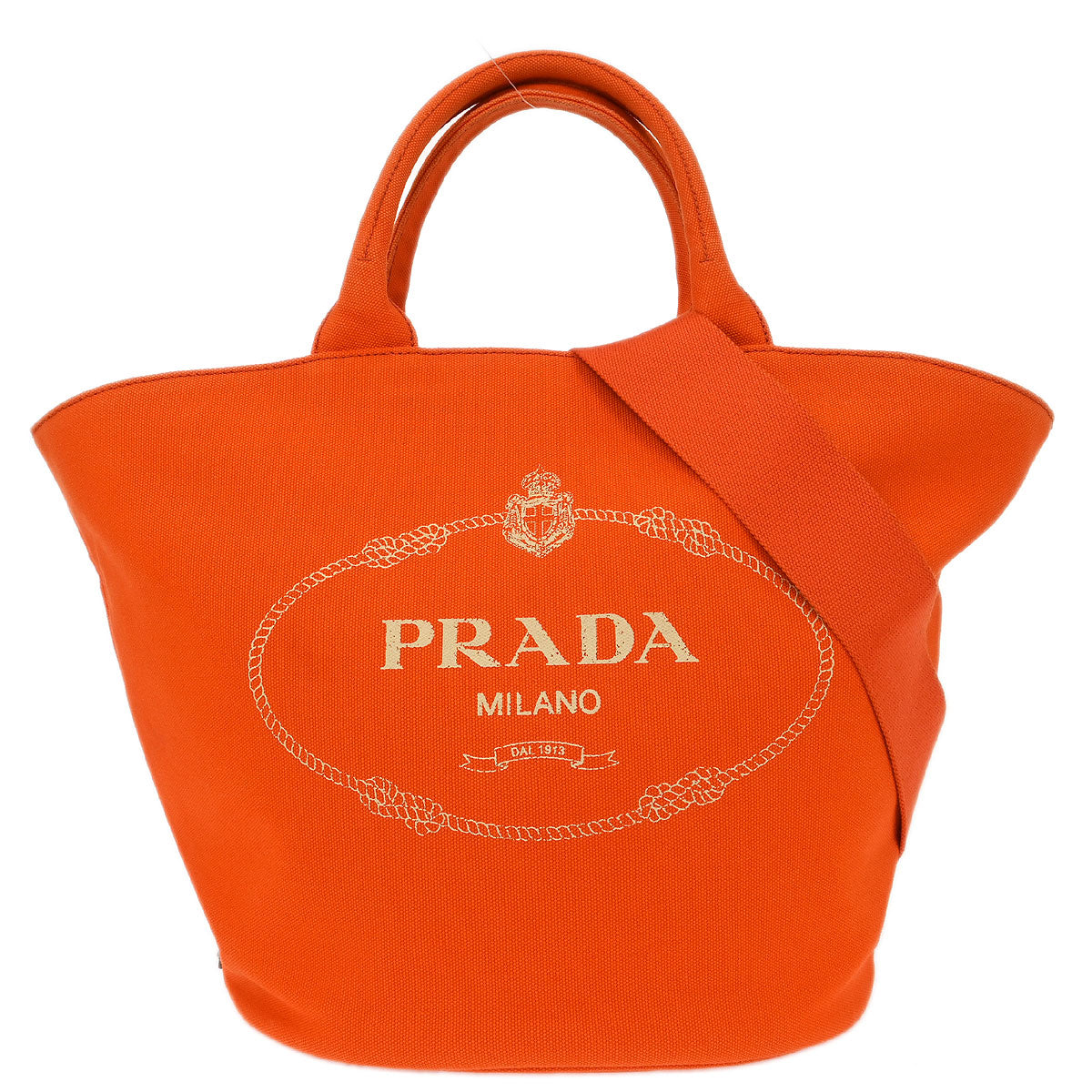 Prada Orange Canvas Canapa 2way Shoulder Tote Handbag