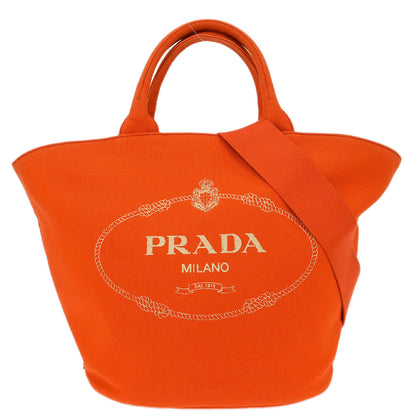 Prada Orange Canvas Canapa 2way Shoulder Tote Handbag