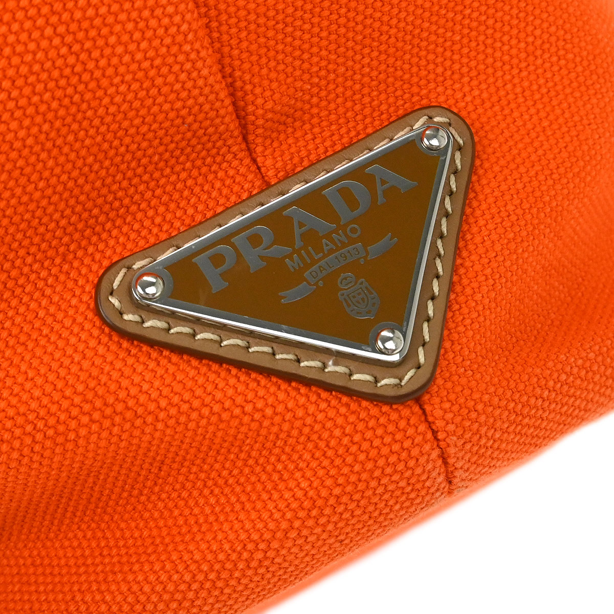 Prada Orange Canvas Canapa 2way Shoulder Tote Handbag