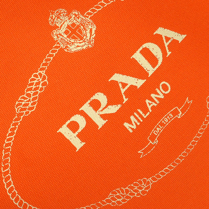 Prada Orange Canvas Canapa 2way Shoulder Tote Handbag