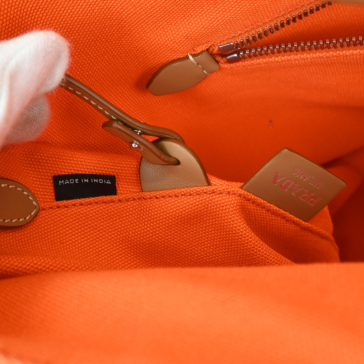 Prada Orange Canvas Canapa 2way Shoulder Tote Handbag