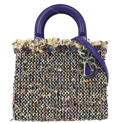 Christian Dior Purple Wool Lady Dior 2way Shoulder Handbag