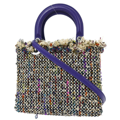 Christian Dior Purple Wool Lady Dior 2way Shoulder Handbag