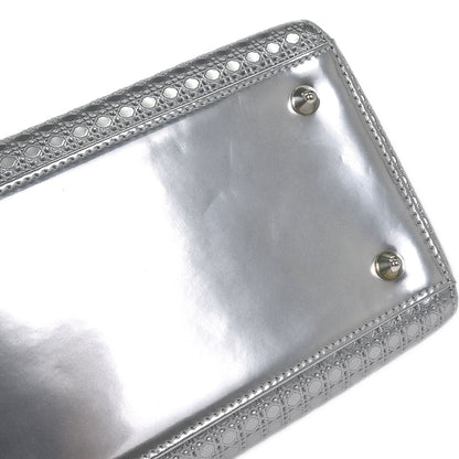 Christian Dior Silver Medium Lady Dior Cannage 2way Shoulder Handbag