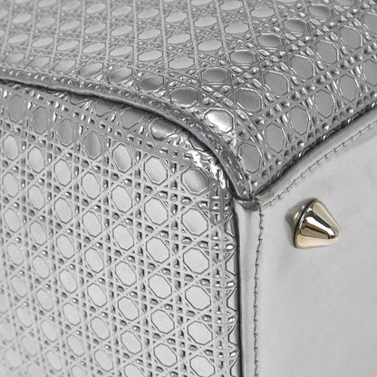 Christian Dior Silver Medium Lady Dior Cannage 2way Shoulder Handbag