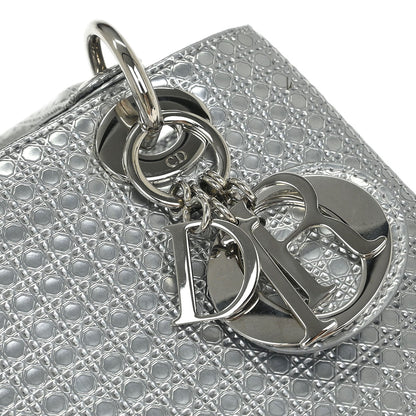 Christian Dior Silver Medium Lady Dior Cannage 2way Shoulder Handbag