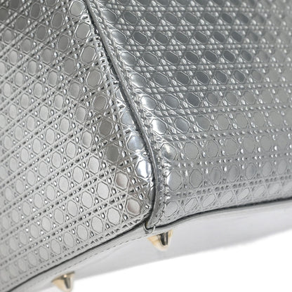 Christian Dior Silver Medium Lady Dior Cannage 2way Shoulder Handbag