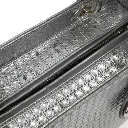 Christian Dior Silver Medium Lady Dior Cannage 2way Shoulder Handbag