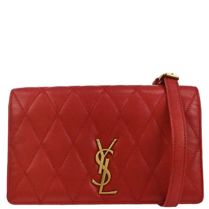 Saint Laurent Red Leather Shoulder Angie Chain Bag