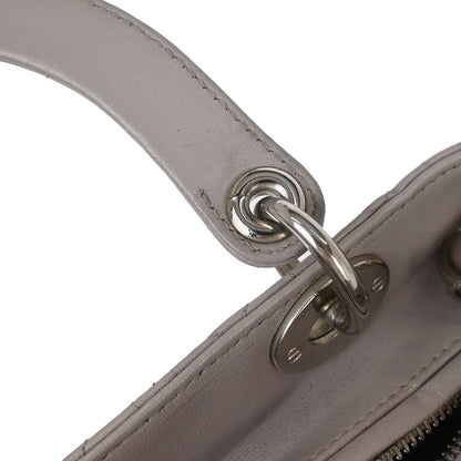 Christian Dior Light Gray Lambskin Medium Lady Dior Cannage Handbag