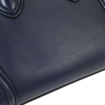 Celine Navy Leather Nano Luggage Tote Handbag