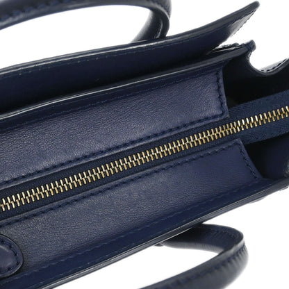 Celine Navy Leather Nano Luggage Tote Handbag