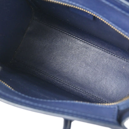 Celine Navy Leather Nano Luggage Tote Handbag