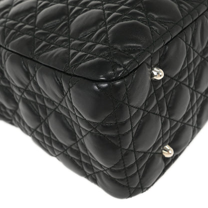 Christian Dior Black Lambskin Lady Dior Cannage Tote Handbag