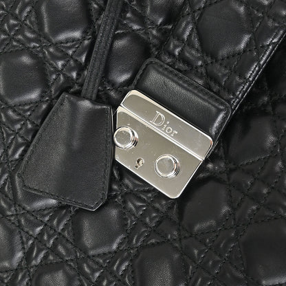 Christian Dior Black Lambskin Lady Dior Cannage Tote Handbag