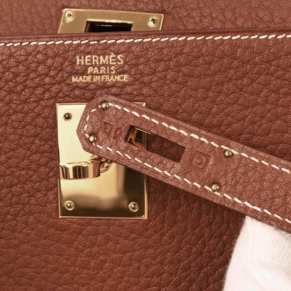 Hermes Brique Togo Kelly 32 Sellier Handbag