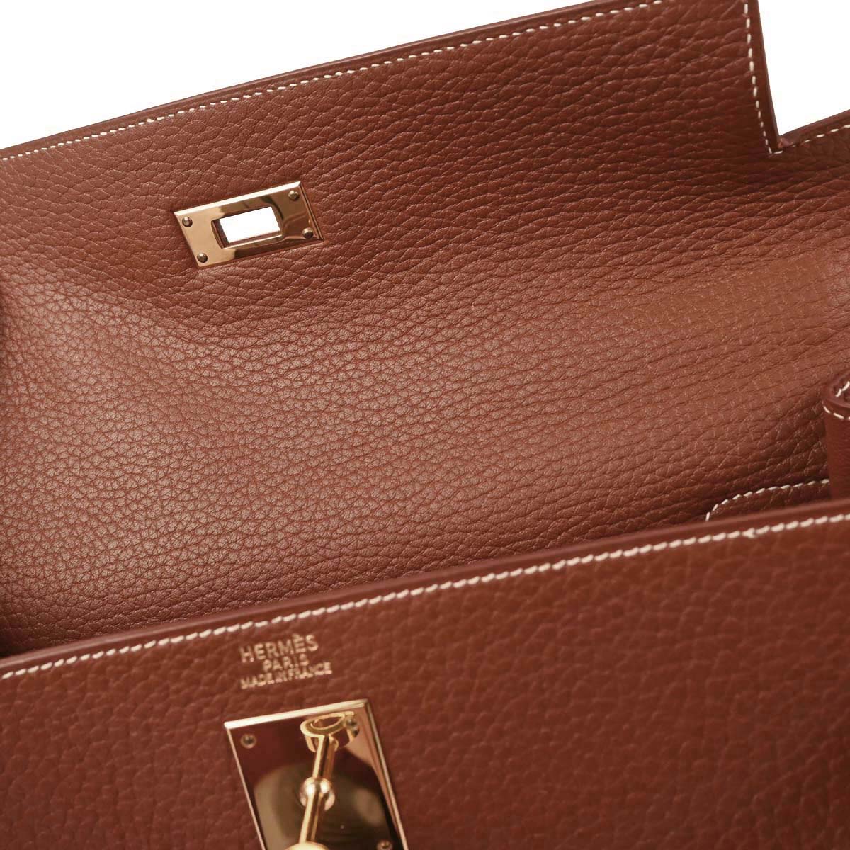 Hermes Brique Togo Kelly 32 Sellier Handbag