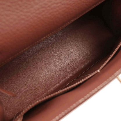 Hermes Brique Togo Kelly 32 Sellier Handbag