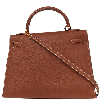Hermes Brique Togo Kelly 32 Sellier Handbag