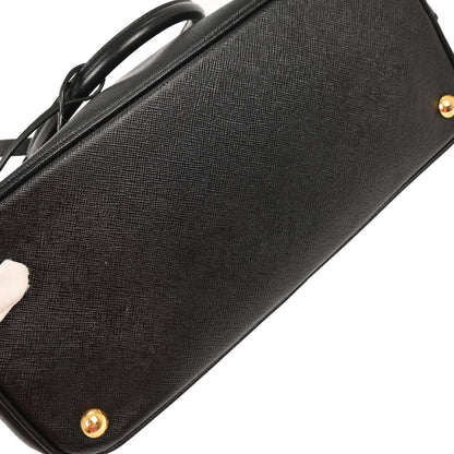 Prada Black Leather Galleria 2way Shoulder Tote Handbag