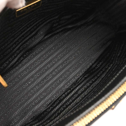 Prada Black Leather Galleria 2way Shoulder Tote Handbag