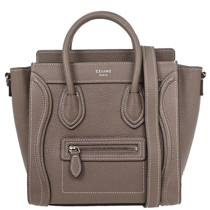 Celine Gray Leather Nano Luggage 2way Shoulder Handbag